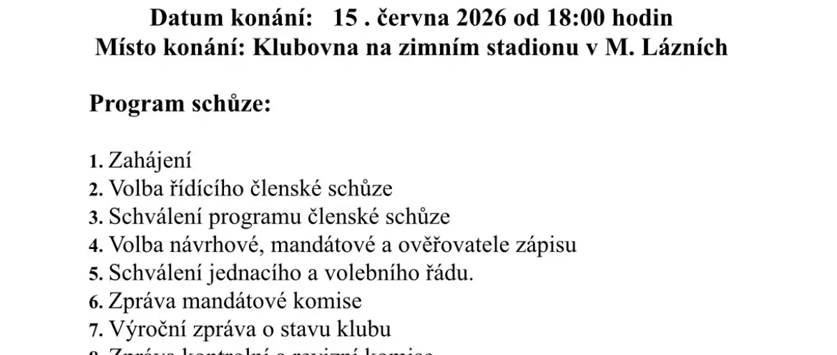 Pozvánka na členskou schůzi